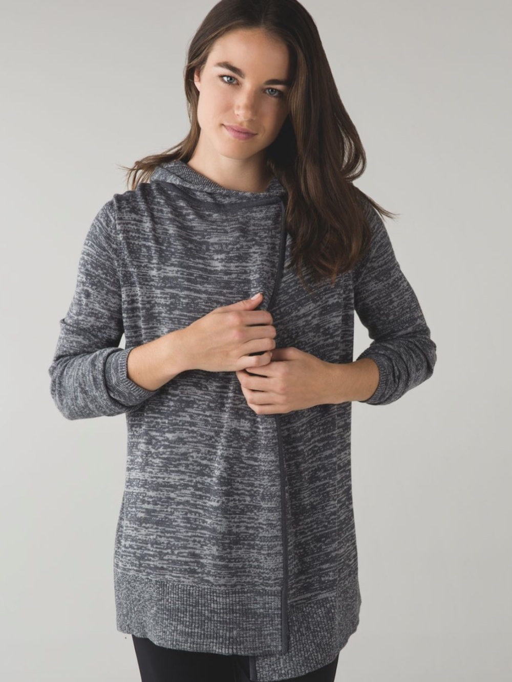 LULULEMON ATHLETICA Heathered Dark Slate Gray Peace Of Mind Wrap Knit Hoodie
